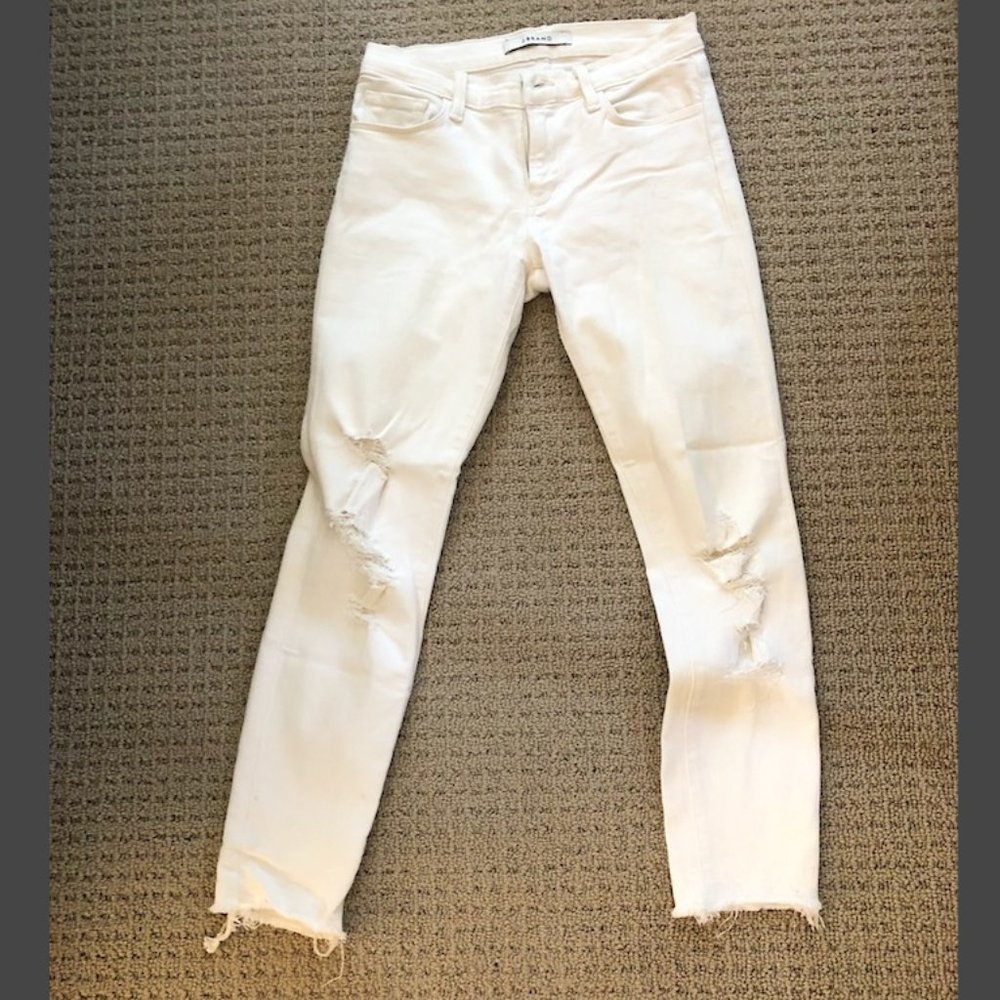 J Brand Jeans Women's Low Rise Cropped Skinny Jean - White